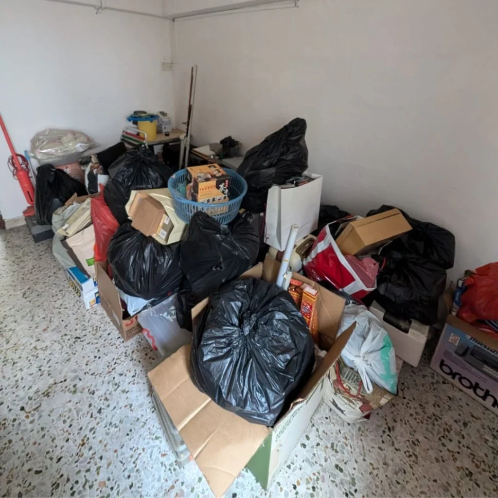 junks at a household for removal and disposal