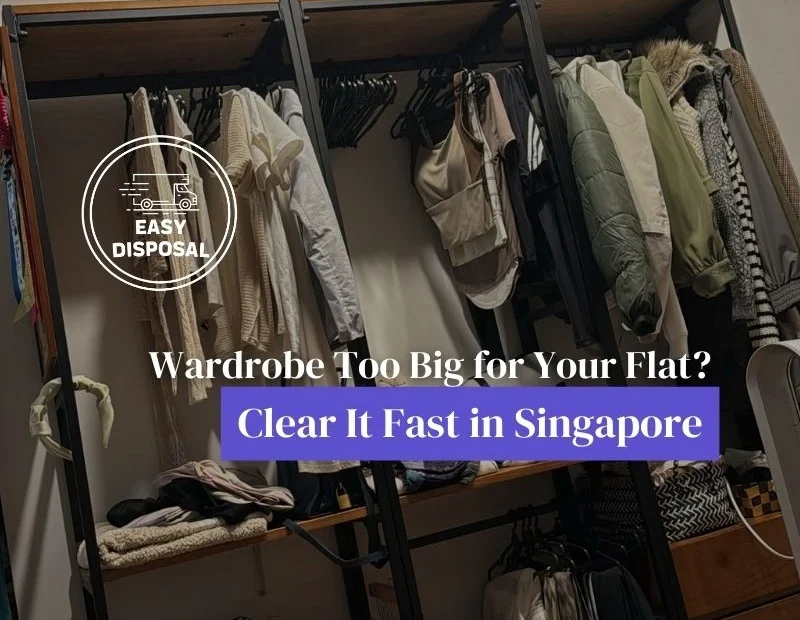 bulky wardrobe filled with clothes